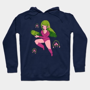 green and pink Hoodie